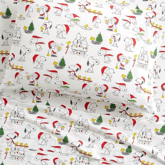 Pottery Barn Kids Peanuts Christmas Organic Sheet Set Twin - Picture 2 of 8
